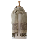 Mary Light Brown/Beige Celtic Knot Reversible Scarf