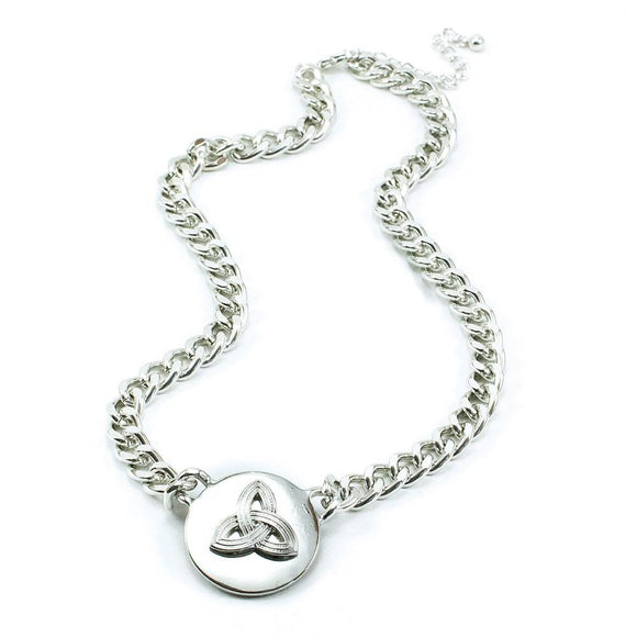 Trinity Knot Medallion Necklace - Silvertone