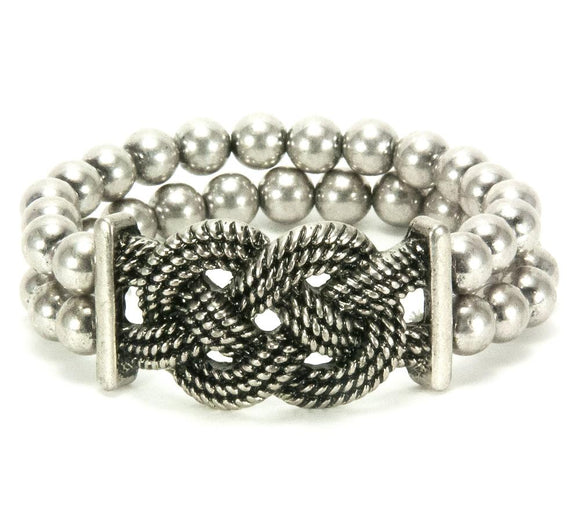 Silver Beaded Celtic Knot Stretch Bracelet
