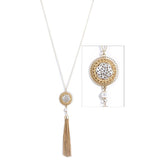 Tassel and Lace-Cut Trinity Knot Pendant Necklace