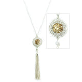 Tassel and Lace-Cut Trinity Knot Pendant Necklace