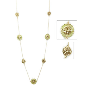 Alternating Glass Beaded Celtic Necklace - Goldtone/Light Green