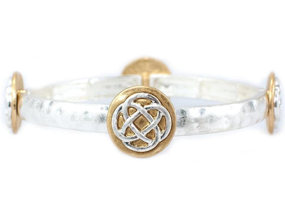 Two-Tone Celtic Knot Stacking Stretch Bracelet - Silvertone