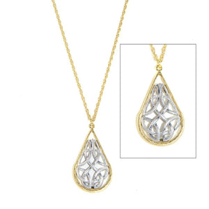 Two-Tone Celtic Teardrop Necklace