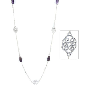 Celtic Repetitive Pattern Amethyst Necklace 40" length