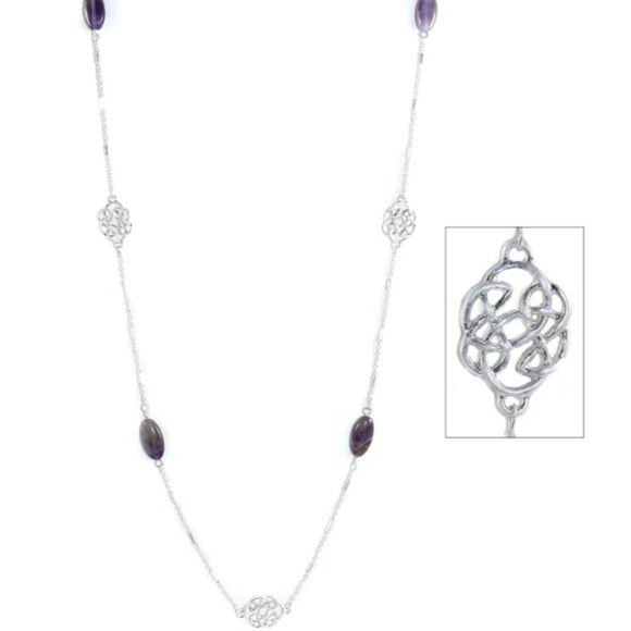 Celtic Repetitive Pattern Amethyst Necklace 40