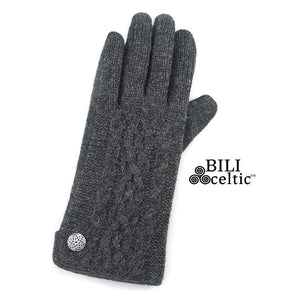Celtic Cable Knit Gloves - Charcoal