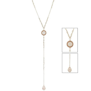 Rose Quartz Celtic Filigree Y Necklace