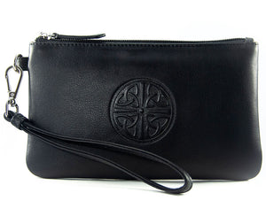 Black Leather Wristlet with Celtic Logo