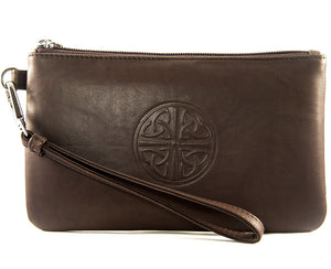 Brown Leather Wristlet with Celtic Logo