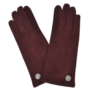 Celtic Faux Suede Gloves - Chocolate