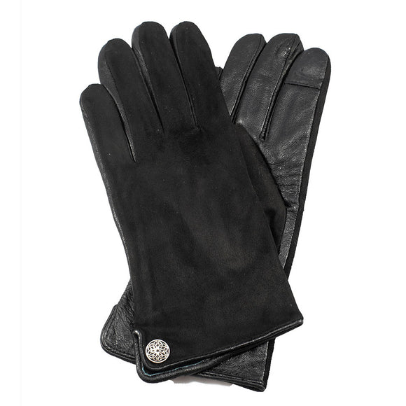 Celtic Half Suede Real Leather Gloves with Celtic Button