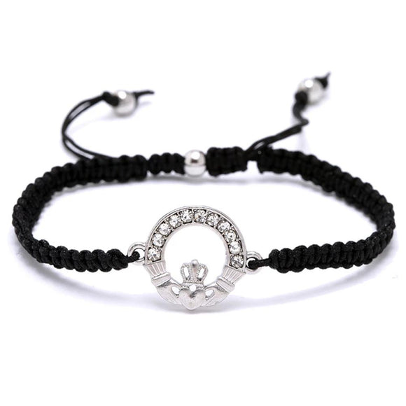 Woven Macramé Bling Claddagh Bracelet