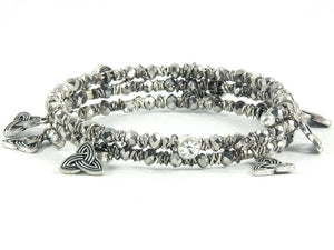 Crystal Trinity Wrap Bracelet - Smoky Grey