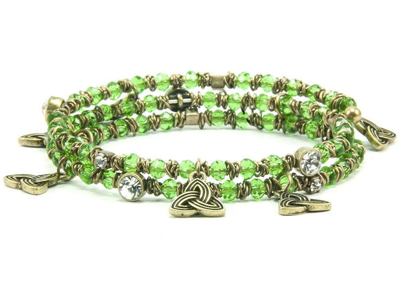Crystal Trinity Wrap Bracelet - Green