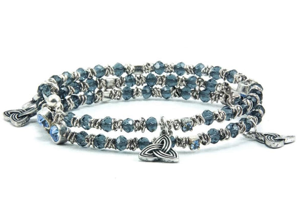 Crystal Trinity Wrap Bracelet - Denim