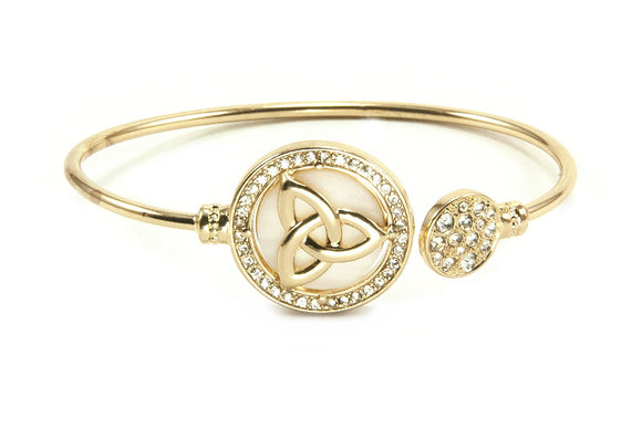 Trinity Medallion Open-End Bangle - Goldtone