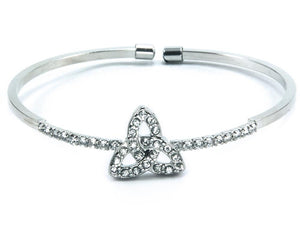 Floating Trinity Knot Open-End Bangle - Silvertone