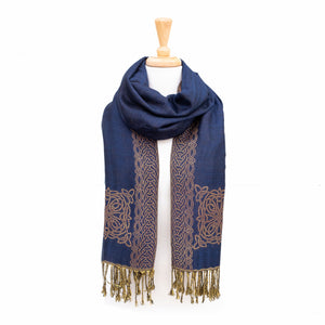 Mary Navy/Copper Celtic Knot Reversible Scarf