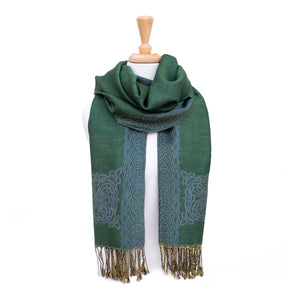 Mary Green/Blue Celtic Knot Reversible Scarf