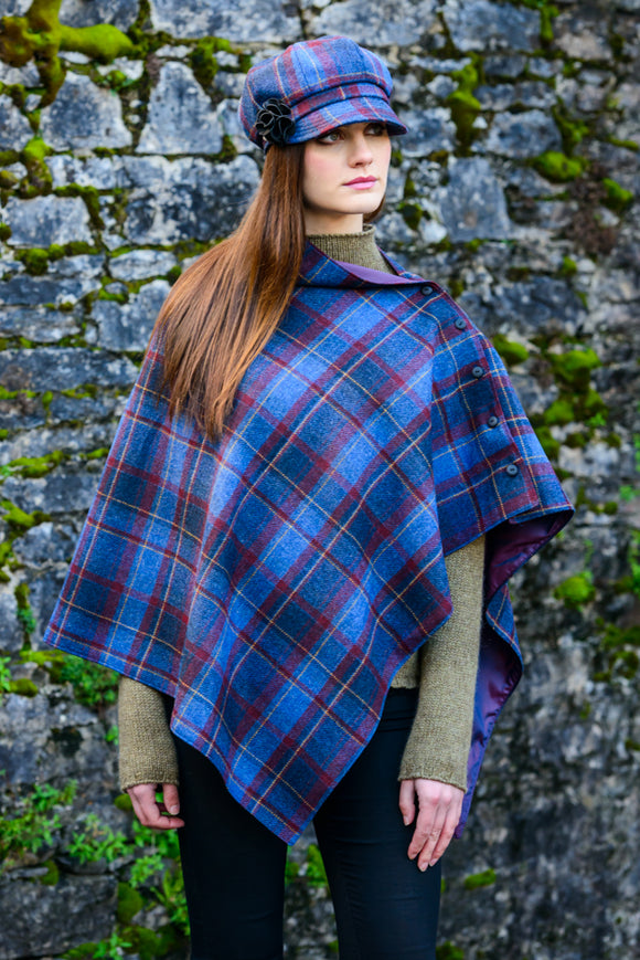 Blue/Burgundy Multi Plaid Ponchos