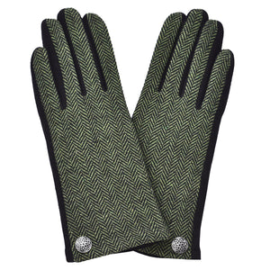 Celtic Herringbone Tweed Gloves - Green