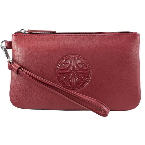 Merlot Leather Wristlet with Celtic Logo